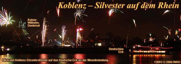 Silvester auf dem Rhein mit Silvesterschifffahrt bei Koblenz