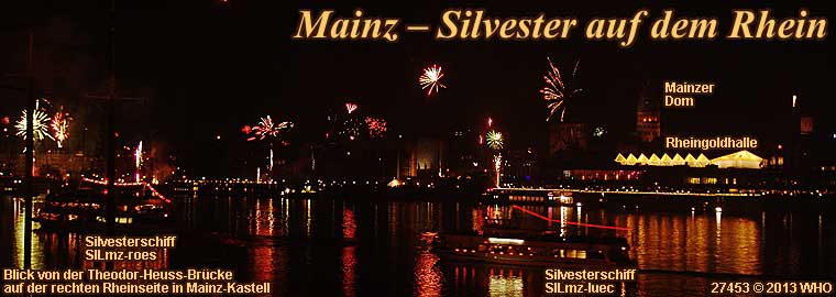 Silvester auf dem Rhein mit Silvesterschifffahrt bei Rüdesheim, Wiesbaden und Mainz