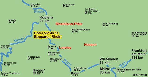 Urlaub ber Silvester am Mittelrhein, Silvesterurlaub direkt am Rheinufer in Boppard am Rhein im Tal der Loreley