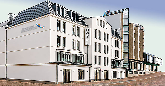 Hotel auf der Nordseeinsel Borkum beim Urlaub �ber Silvester. Silvesterurlaub in Norddeutschland auf der Ostfriesischen Nordseeinsel, nordwestlich von Emden.