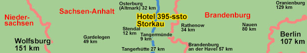 Landkarte zum Silvesterurlaub im Schlosshotel bei Tangermünde an der Elbe in der Altmark
