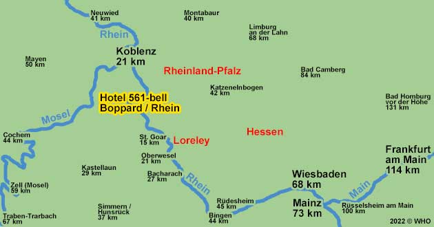 Urlaub ber Silvester direkt am Rheinufer. Silvesterkurzreise in Boppard am Rhein, ca. 100 m zur Altstadt und Fugngerzone, inmitten vom UNESCO-Weltkulturerbe Mittelrhein, im romantischen Rheintal.