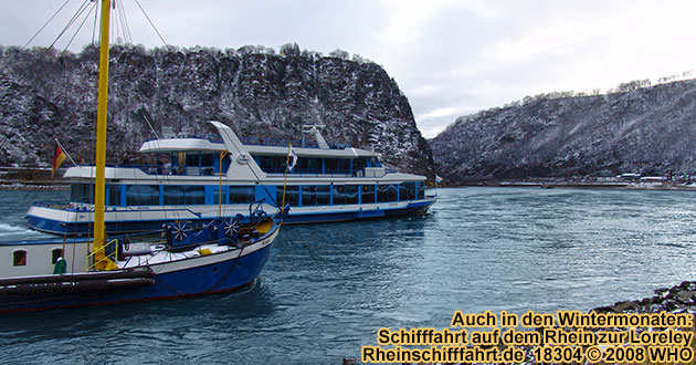 Rheinschifffahrt zur Loreley im Winter