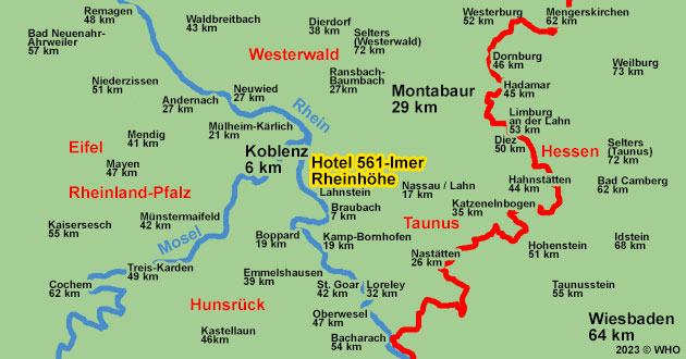 Urlaub über Silvester auf der Rheinhöhe bei Lahnstein und Koblenz am Rhein. 