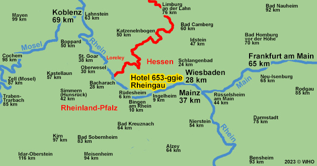 Urlaub über Silvester Hotel im Rheingau Silvester-Kurzurlaub im Waldhotel zwischen Geisenheim am Rhein, Rüdesheim, Schloss Johannisberg, Eberbach und Wiesbaden in Hessen.