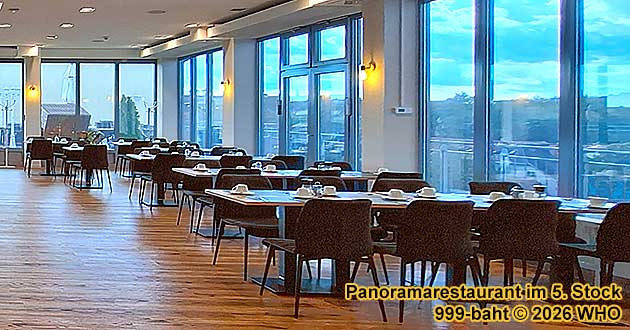 Panoramarestaurant im 5. Stock mit Blick auf Bad Langensalza